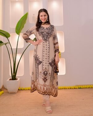 New Arrival: Premium Maslin Suit with Real Mirror Work