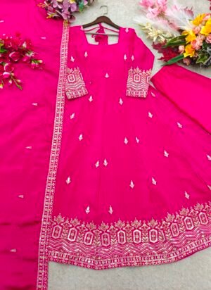 Alternative view of Launching New Design Trending Cinon Silk*Gwon&Pent&dupatta Reddy To Wear Look Designe