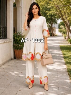 Party Wear Look Pure Mul Chanderi & CORD SET Set