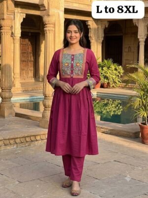 Designer heavy kurti pent set in premium cotton febric