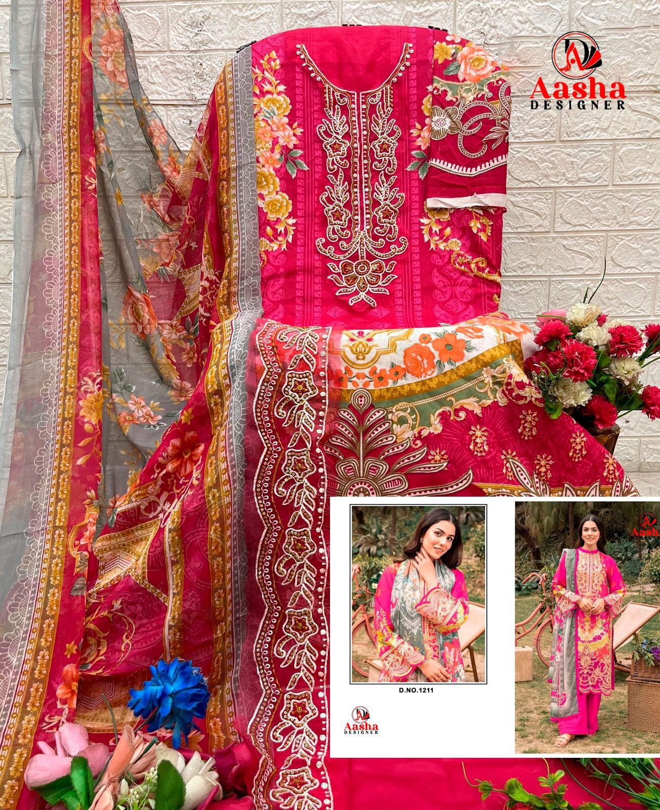 Pure Cotton Print with heavy embroidery (with 2 patches)