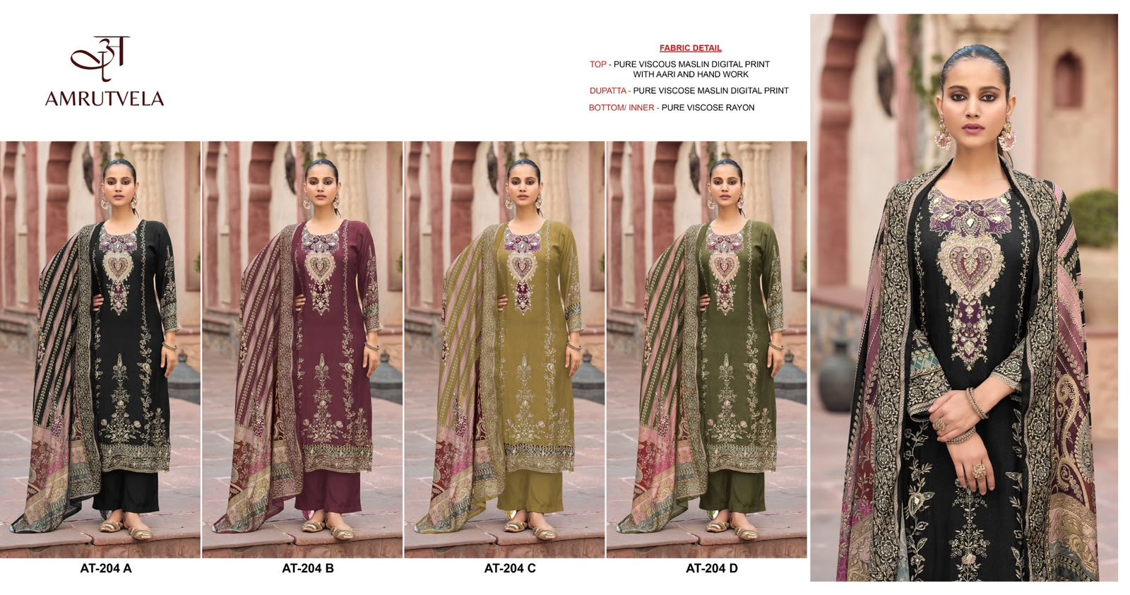 Pure viscous Maslin digital print with aari and hand work - Image 6