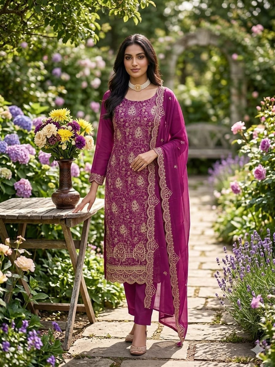 VICHITRA SILK WITH MULTI ALLOVER WORK - Image 3