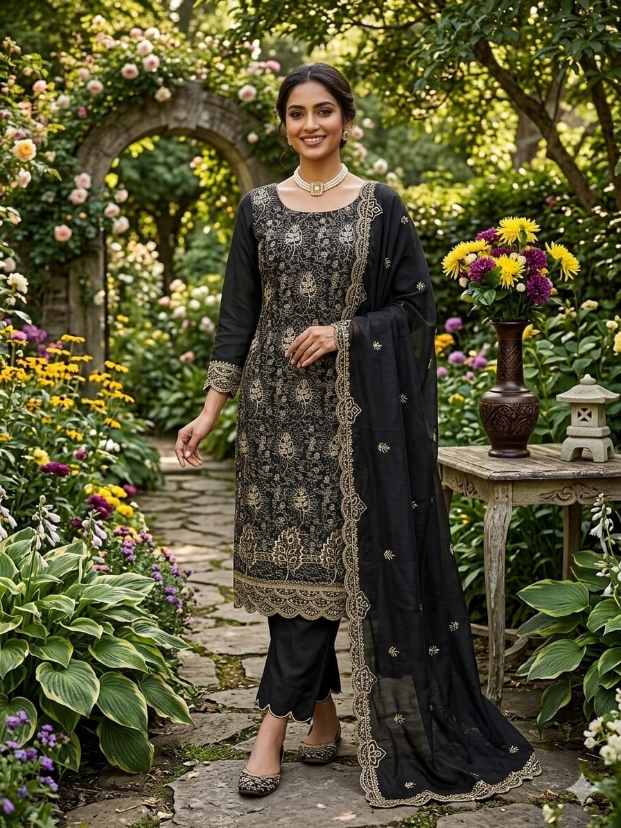 VICHITRA SILK WITH MULTI ALLOVER WORK - Image 5