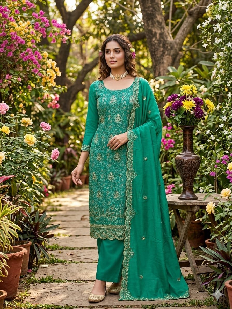 VICHITRA SILK WITH MULTI ALLOVER WORK