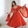 Elegant Embroidered Sequence Designer Anarkali Three Piece Set