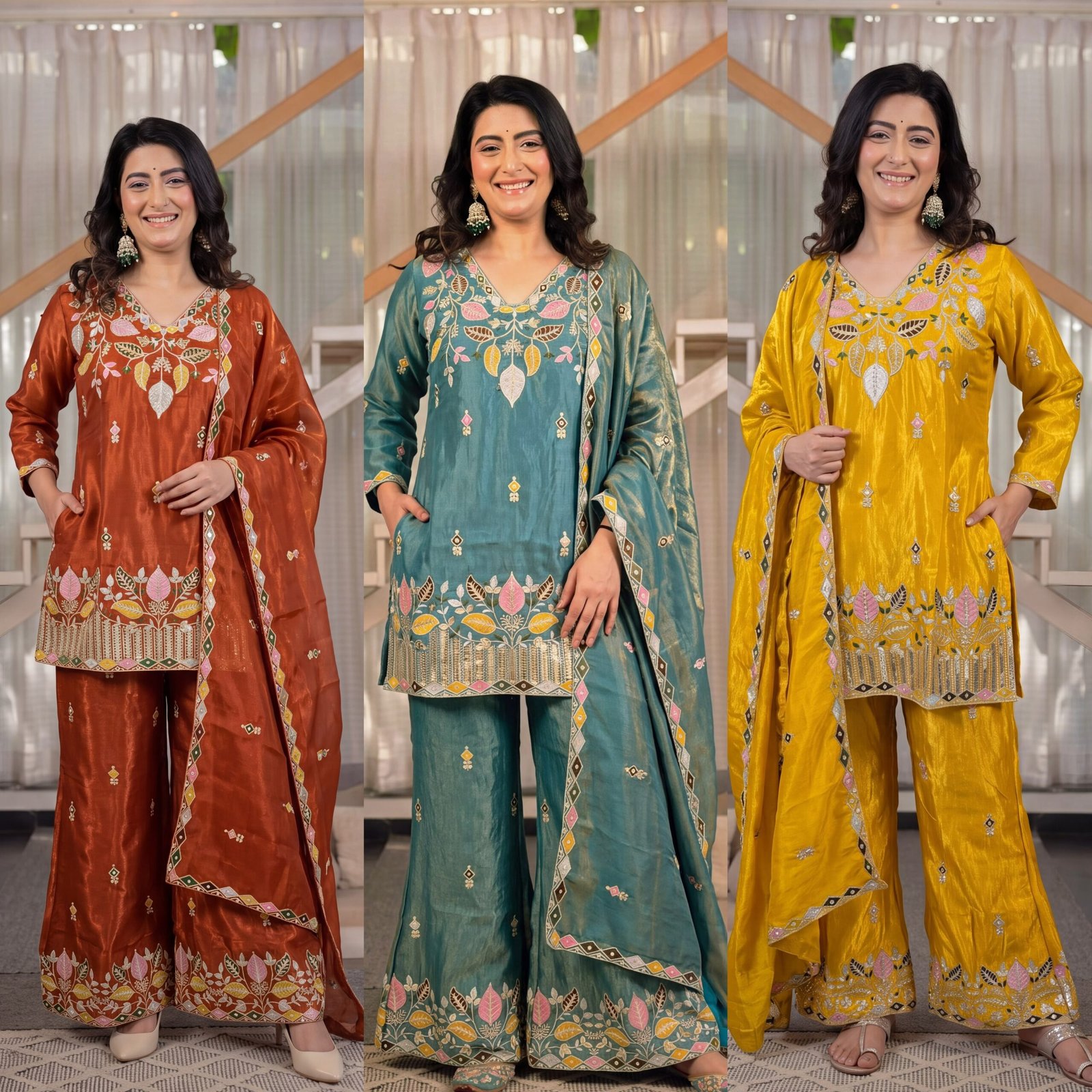 Launching New Designer Party Wear Look Top ,Plazzo Pent and Dupatta - Image 7
