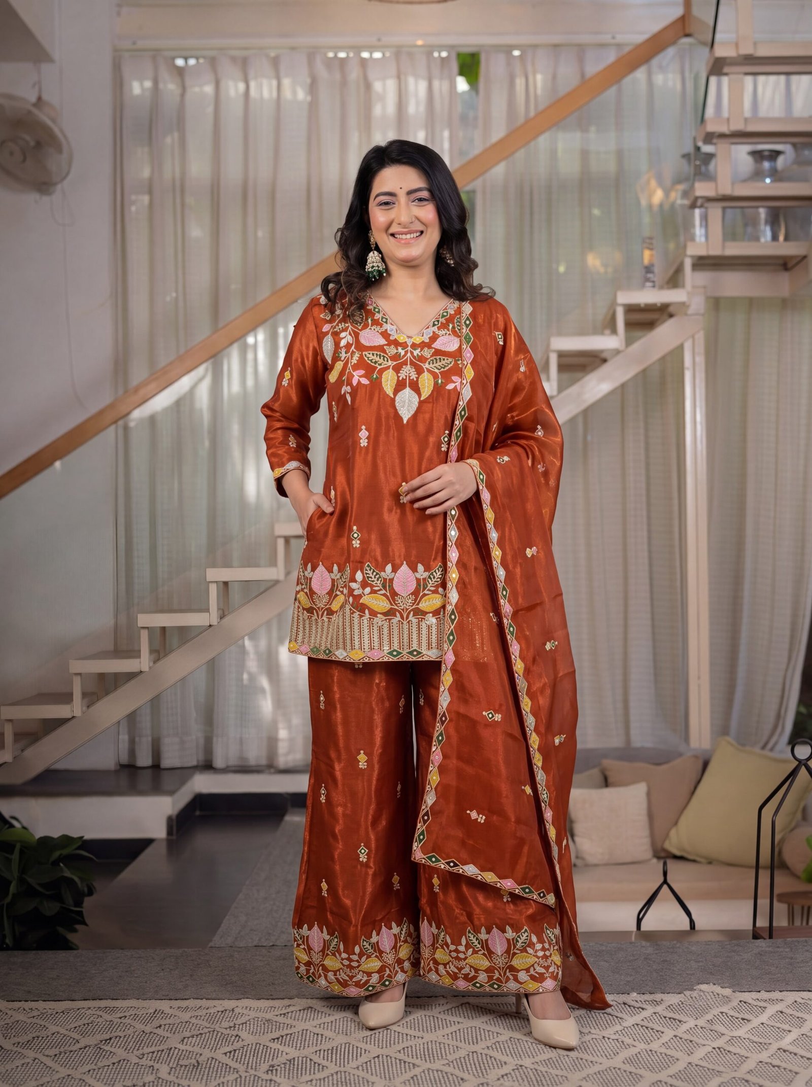 Launching New Designer Party Wear Look Top ,Plazzo Pent and Dupatta
