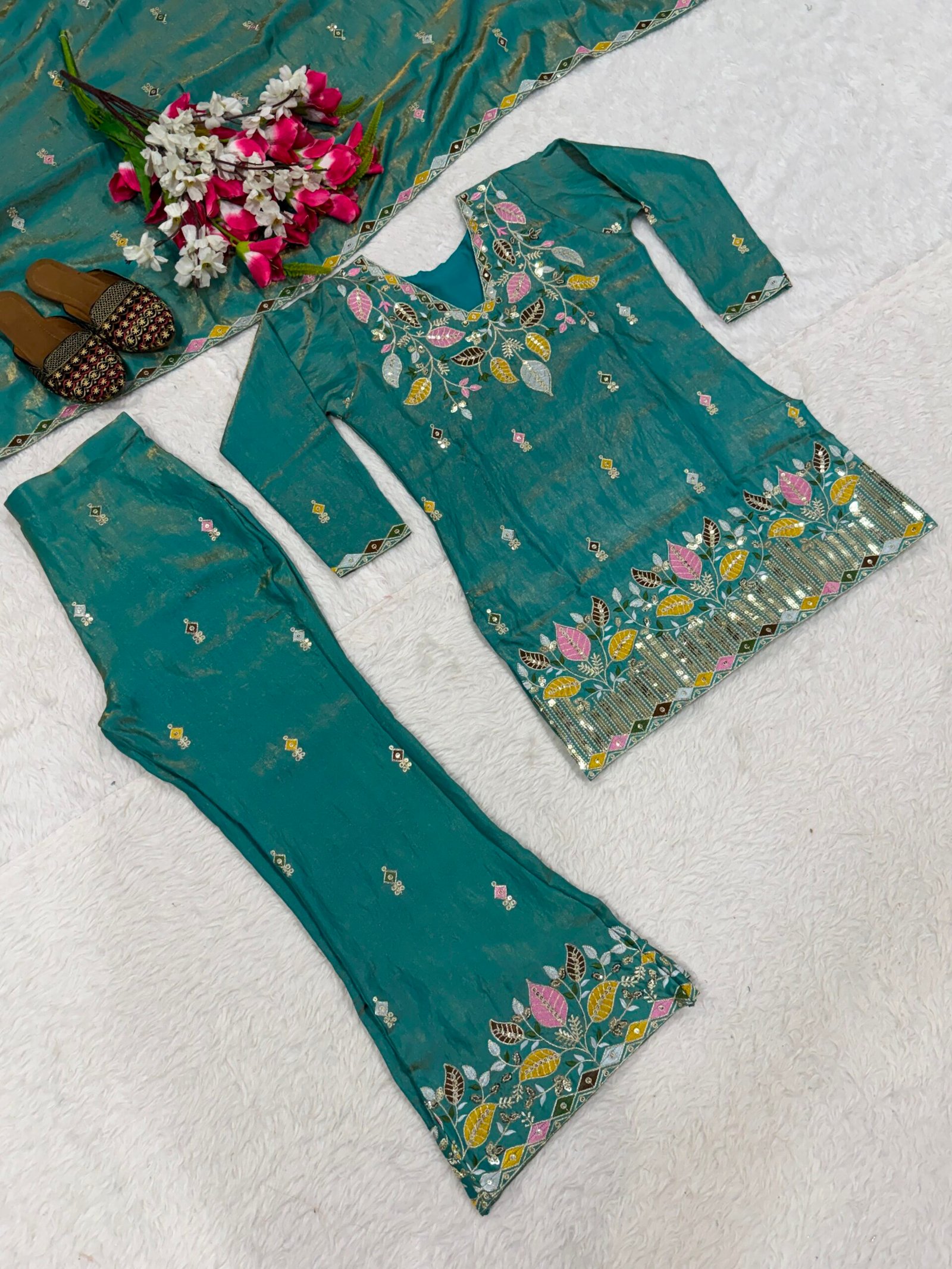 Launching New Designer Party Wear Look Top ,Plazzo Pent and Dupatta - Image 4