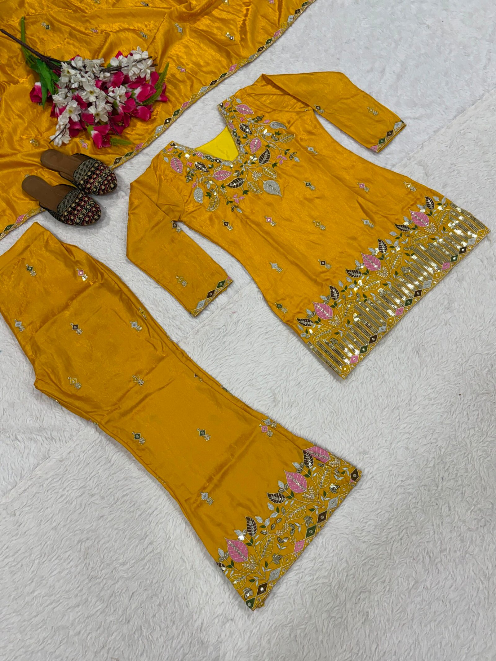 Launching New Designer Party Wear Look Top ,Plazzo Pent and Dupatta - Image 6