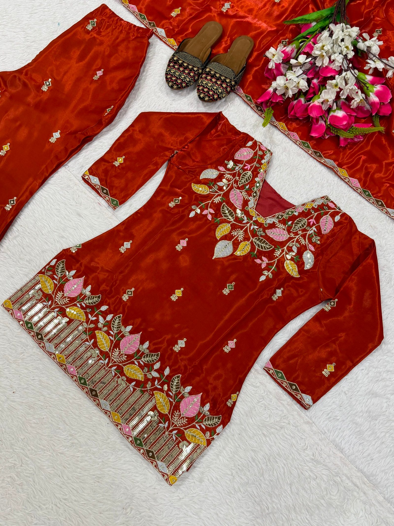 Launching New Designer Party Wear Look Top ,Plazzo Pent and Dupatta - Image 2