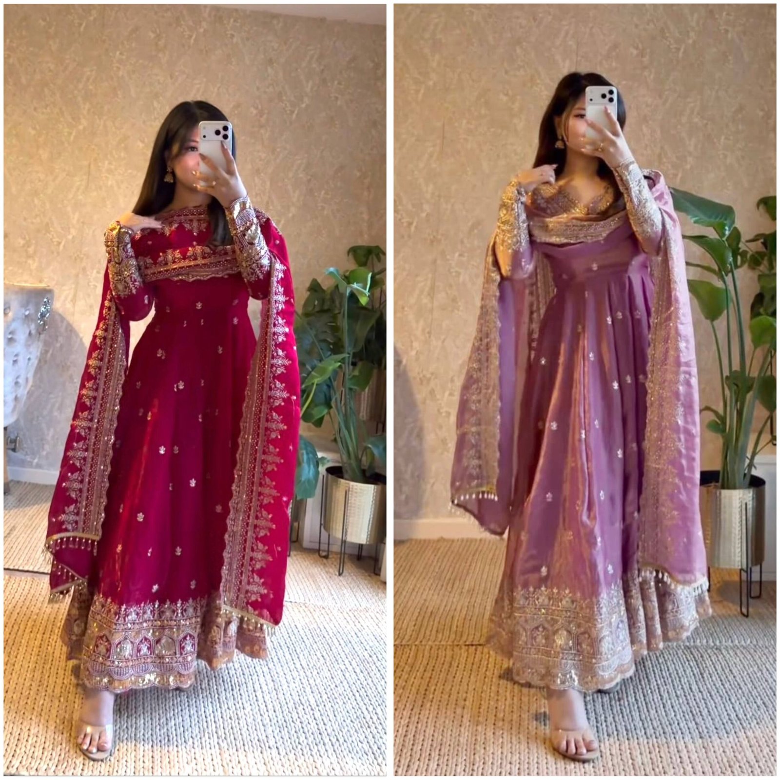 Elegant Embroidery Work With Designer Anarkali Three Piece Set - Image 5