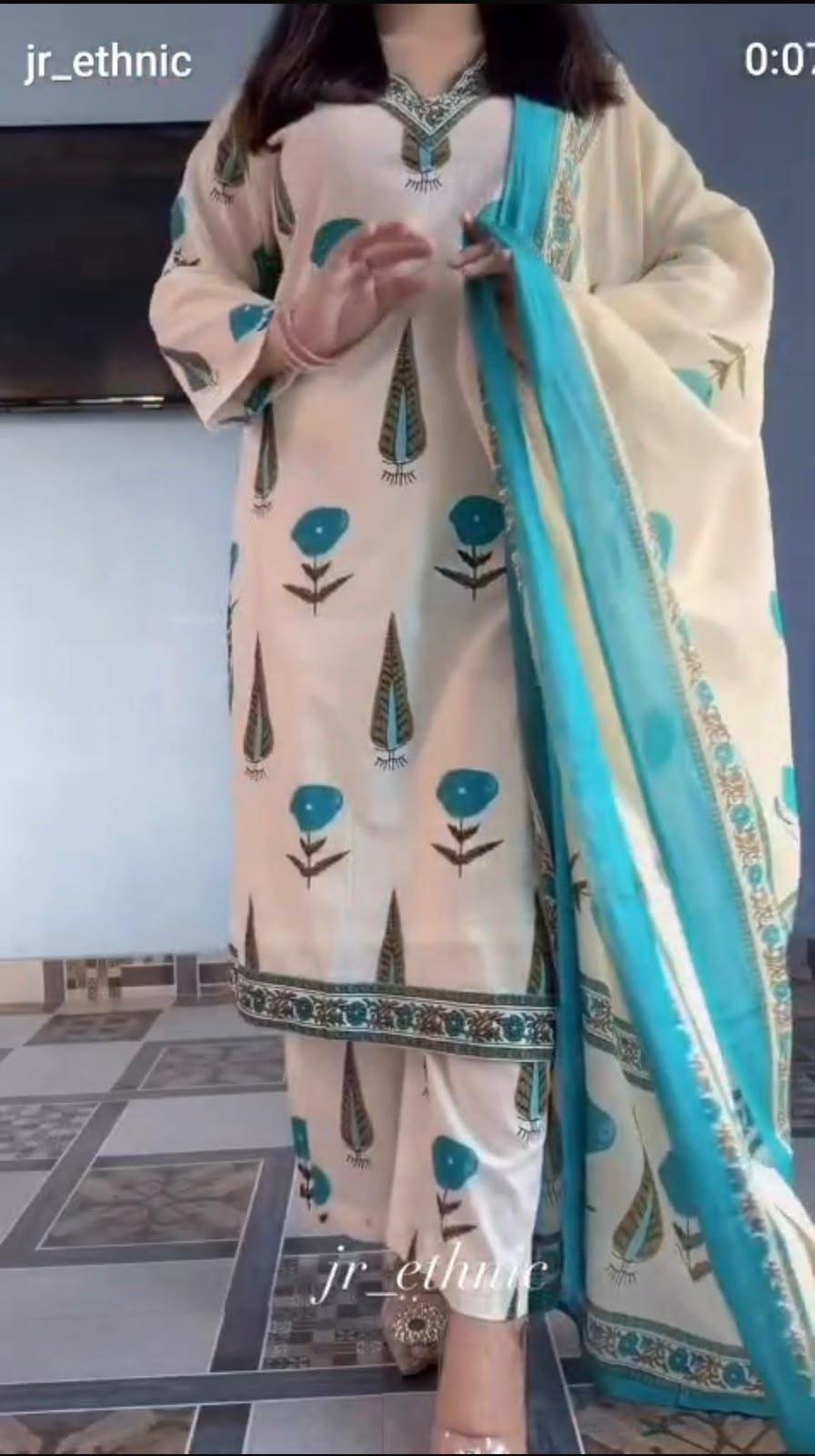 Cotton Kurti With Pant With Duppata - Image 3