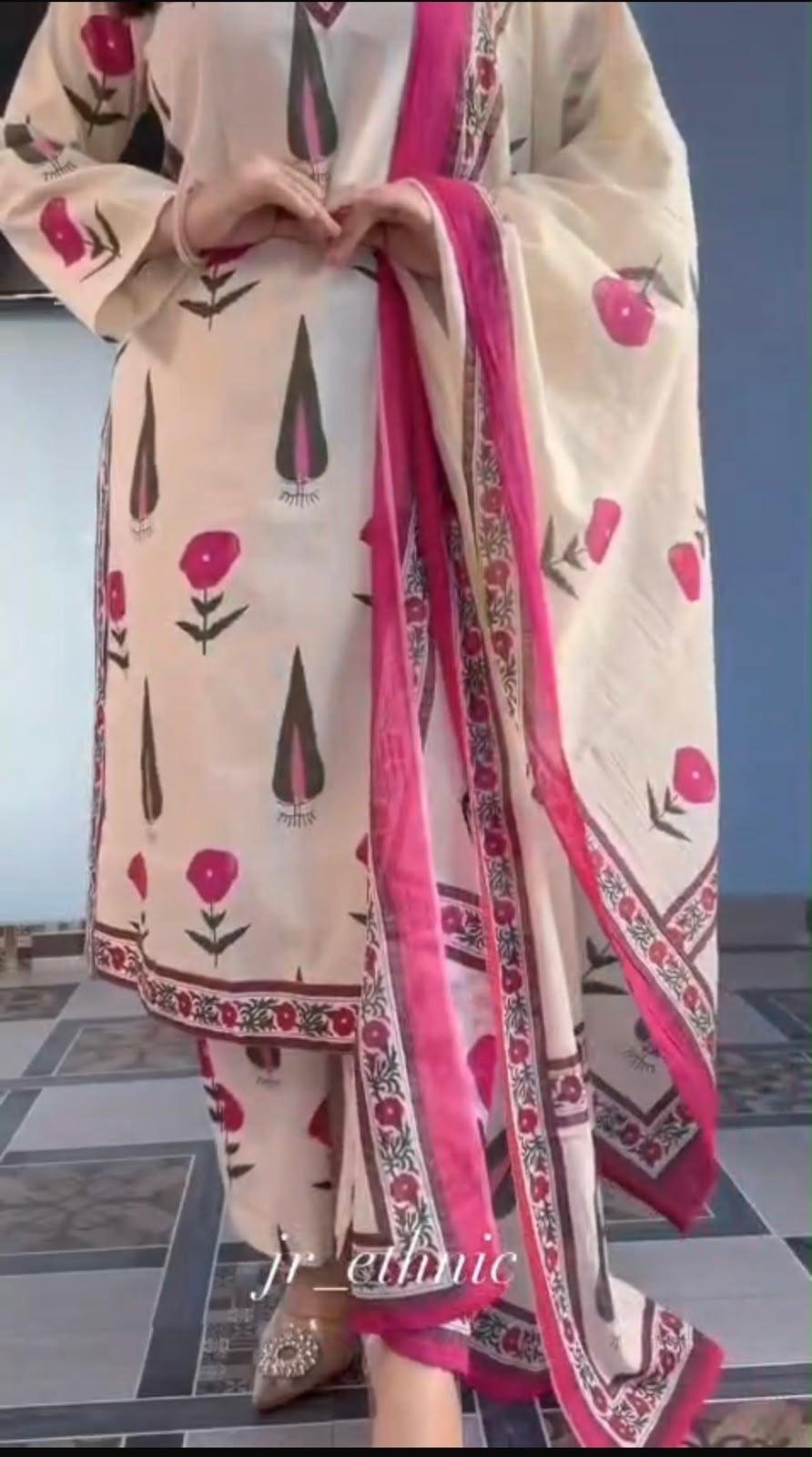 Cotton Kurti With Pant With Duppata