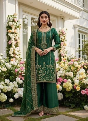 PRESERNTING NEW READY TO WEAR SPACIAL FANCY DESIGN HEAVY EMBROIDERY AND SEQUENCE WORK TOP - PLAZZO WITH  DUPATTA