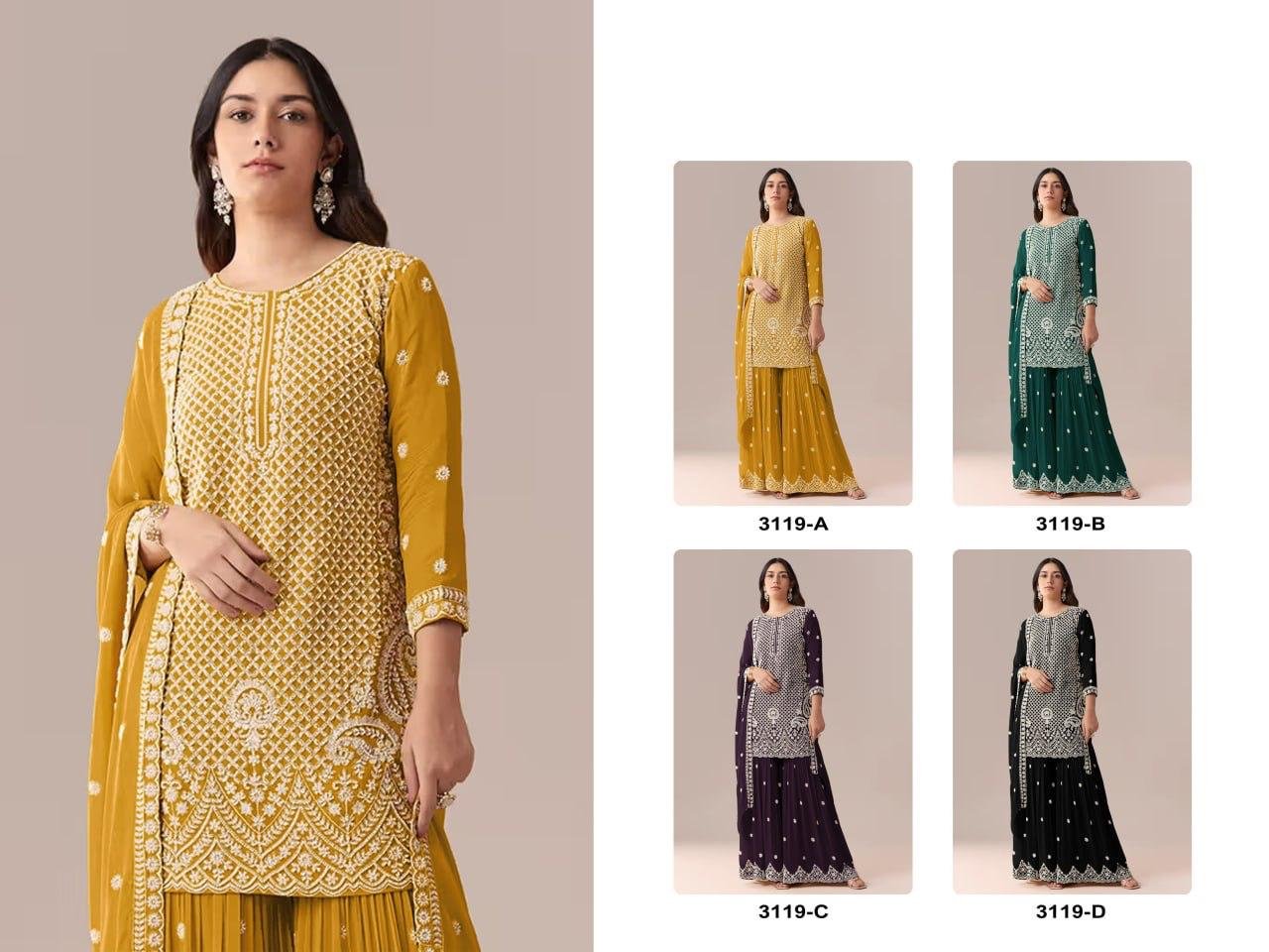 Faux Georgette with Heavy Embroidered Beads + 3mm Sequence Work - Image 9