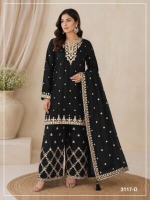 Heavy Chinon with Heavy Embroidered 3mm Sequence & Zari Work