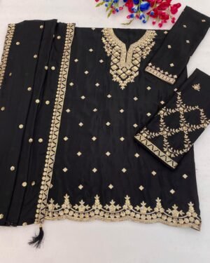 Alternative view of Heavy Chinon with Heavy Embroidered 3mm Sequence & Zari Work