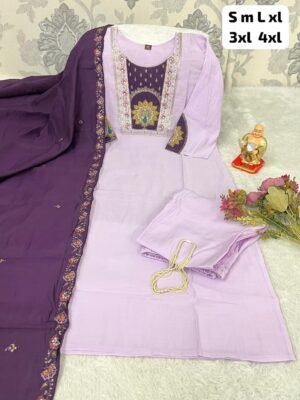 Alternative view of PREMIUM PEACOCK THREAD WORK KURTI SET
