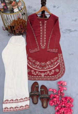 Alternative view of Đěsigner Party Wear Look Roman Silk & Farshi Palazzo Set