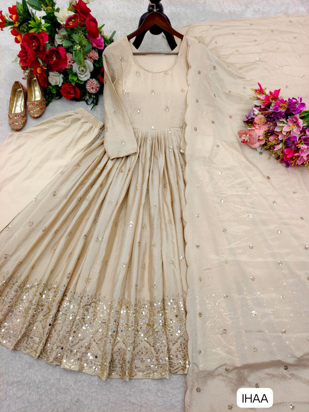 Launching New Design Trending Cinon Silk*Gwon&Pent&dupatta - Image 2