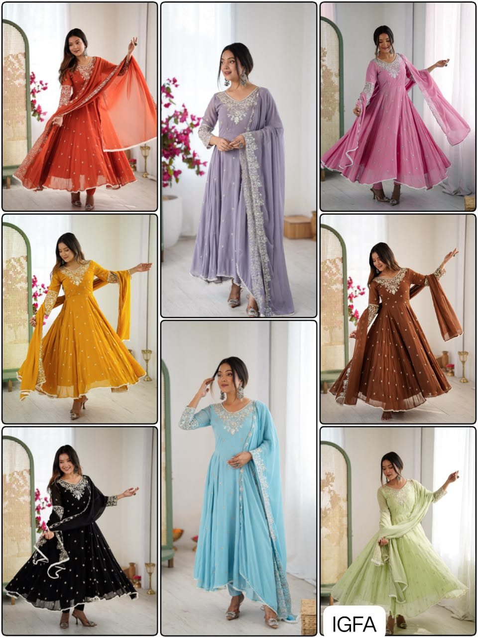Elegant Embroidered Rembo Sequence Designer Anarkali Three Piece Set
