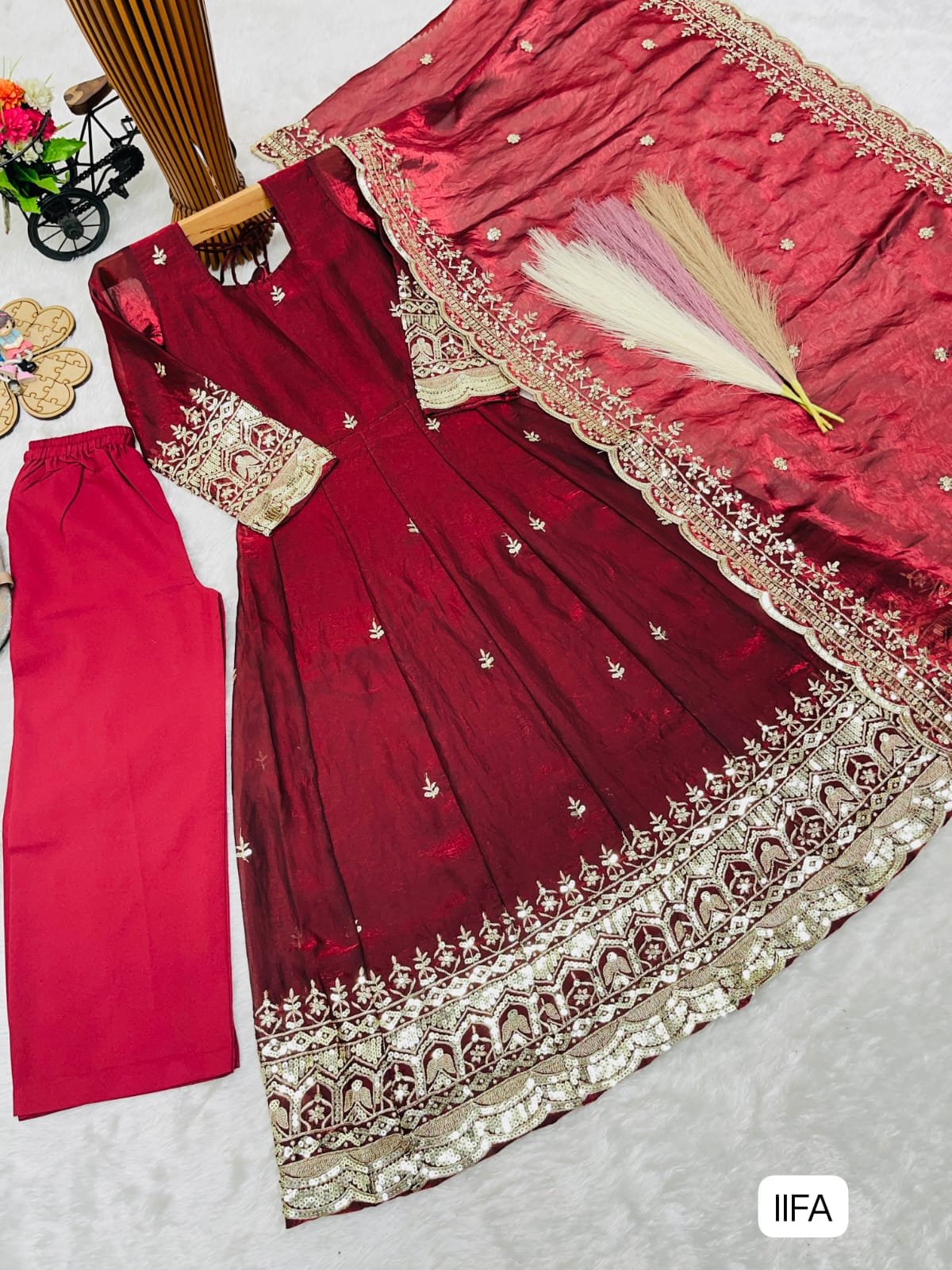 Trending Launching New Collection Beautiful Kids Gown Set Full Sttiched