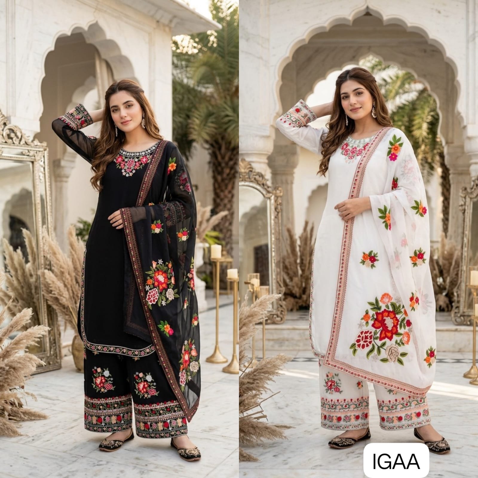 NEW DESIGNER WEAR HEAVY EMBROIDERY THREAD WORK 3 PIS SUIT SET - Image 3