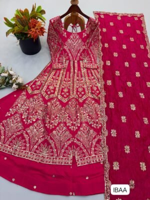 Alternative view of Simmer Silk with Heavy Embroidery Sequence Work With  Sleeves