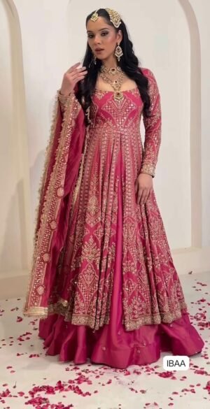 Simmer Silk with Heavy Embroidery Sequence Work With  Sleeves