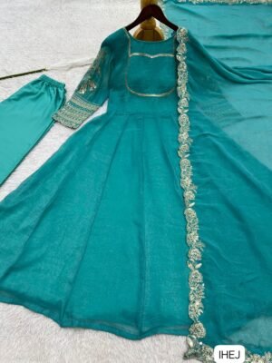 Alternative view of PRESERNTING NEW FANCY EMBROIDERY SEQUENCE WITH CODING WORK ANARKALI GOWN-PENT WITH DUPATTA