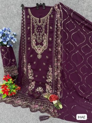 Alternative view of Fox Georgette with Heavy Embroidery Sequence Work