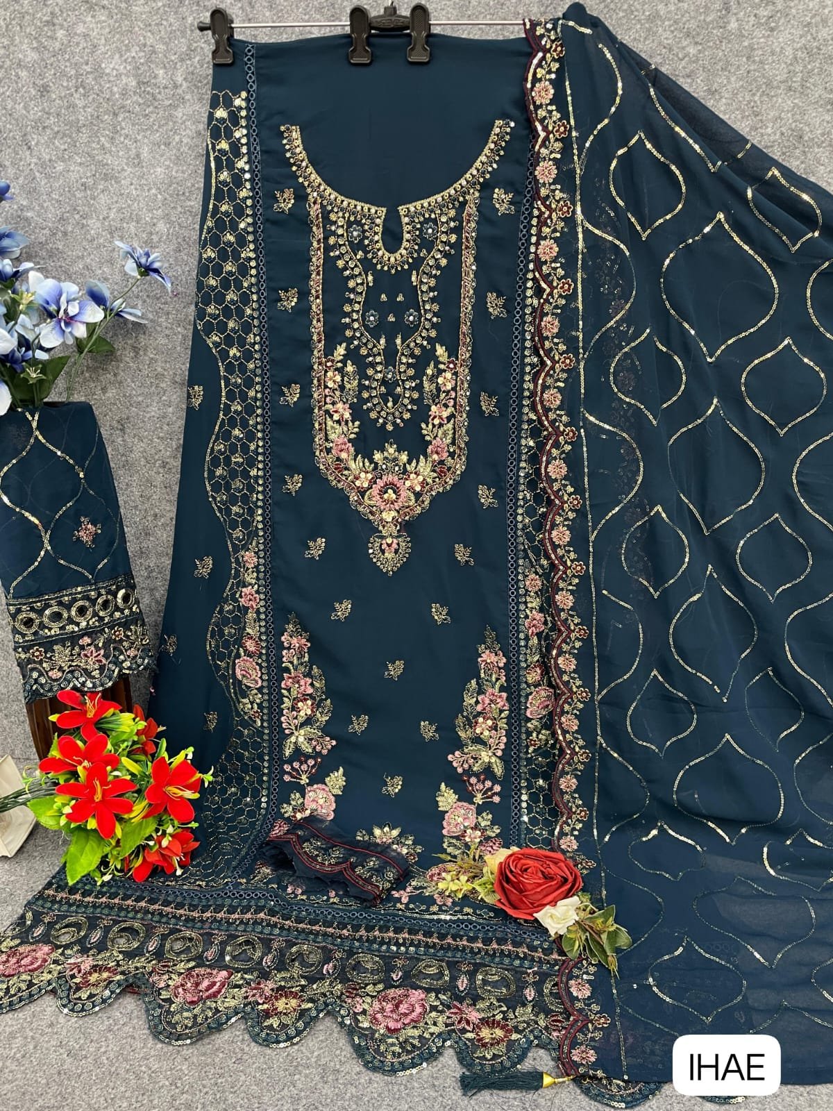 Fox Georgette with Heavy Embroidery Sequence Work - Image 4