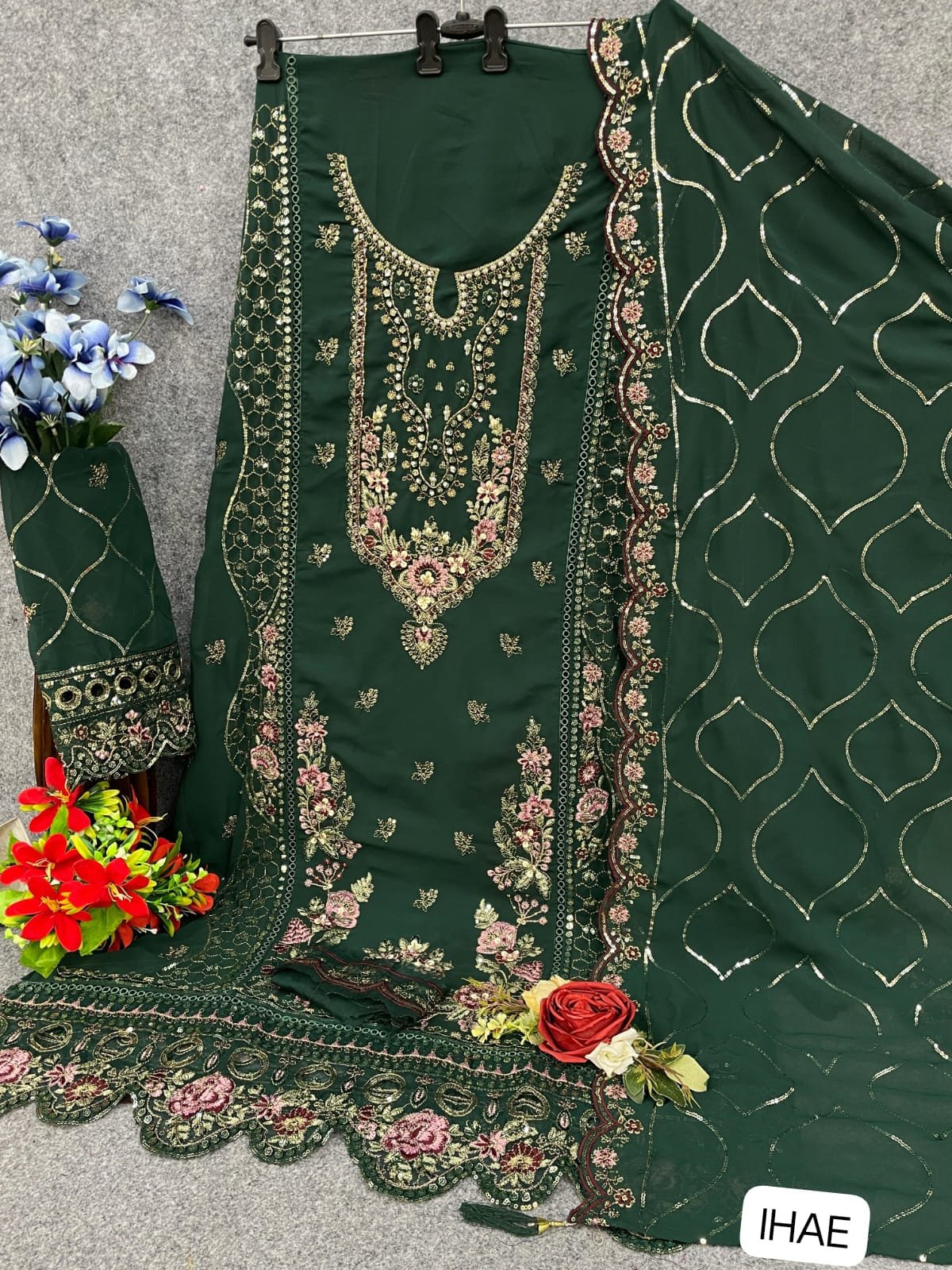 Fox Georgette with Heavy Embroidery Sequence Work - Image 3