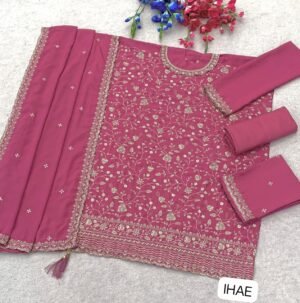 Alternative view of Heavy Chinon with Heavy Embroidered 3mm Sequence & Zari Work