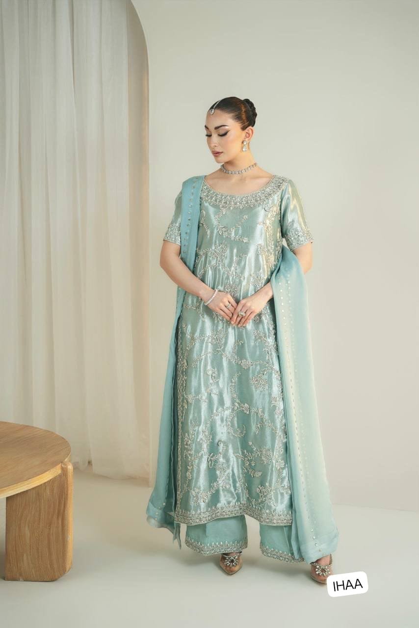 PRESERNTING NEW READY TO WEAR SPACIAL FANCY DESIGN HEAVY EMBROIDERY AND SEQUENCE WORK TOP - PLAZZO WITH DUPATTA