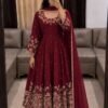 Presenting New Designer Collection In Faux Georgette With Embroidery Work Gown And Dupatta Set Fully Stitched Ready To Wear