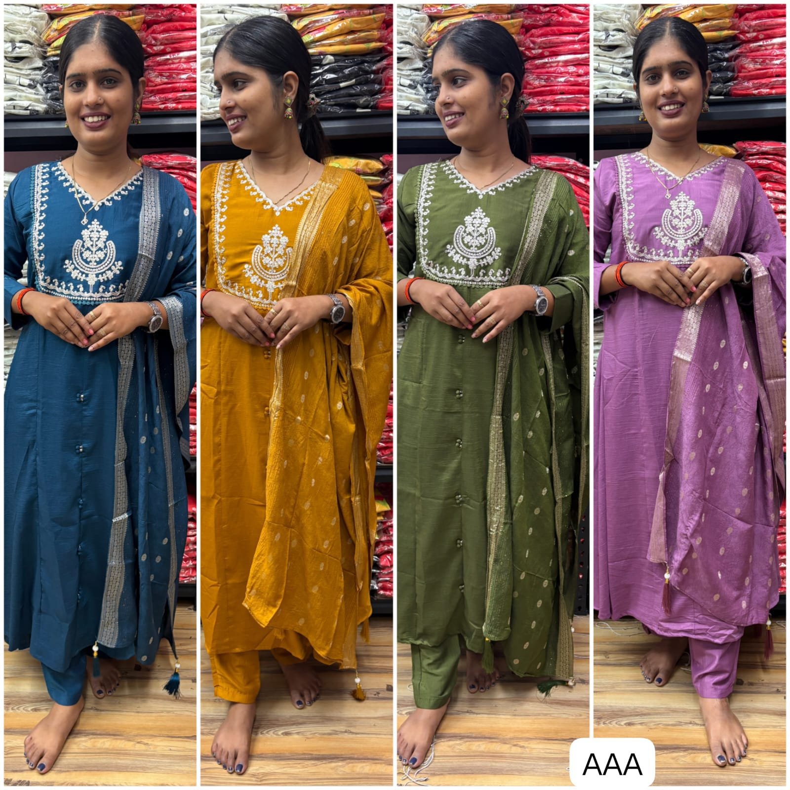 Anarkali kurta set For a festive gathering, you’ll can opt for our Kali pattern with beutiful work on yoke Anarkali kurti Set - Image 5