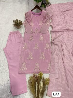 Alternative view of THIS SEASON, TRY OUR DESIGNER SEQUENCE EMBROIDERED WORKED TOP PANT WITH DUPATTA