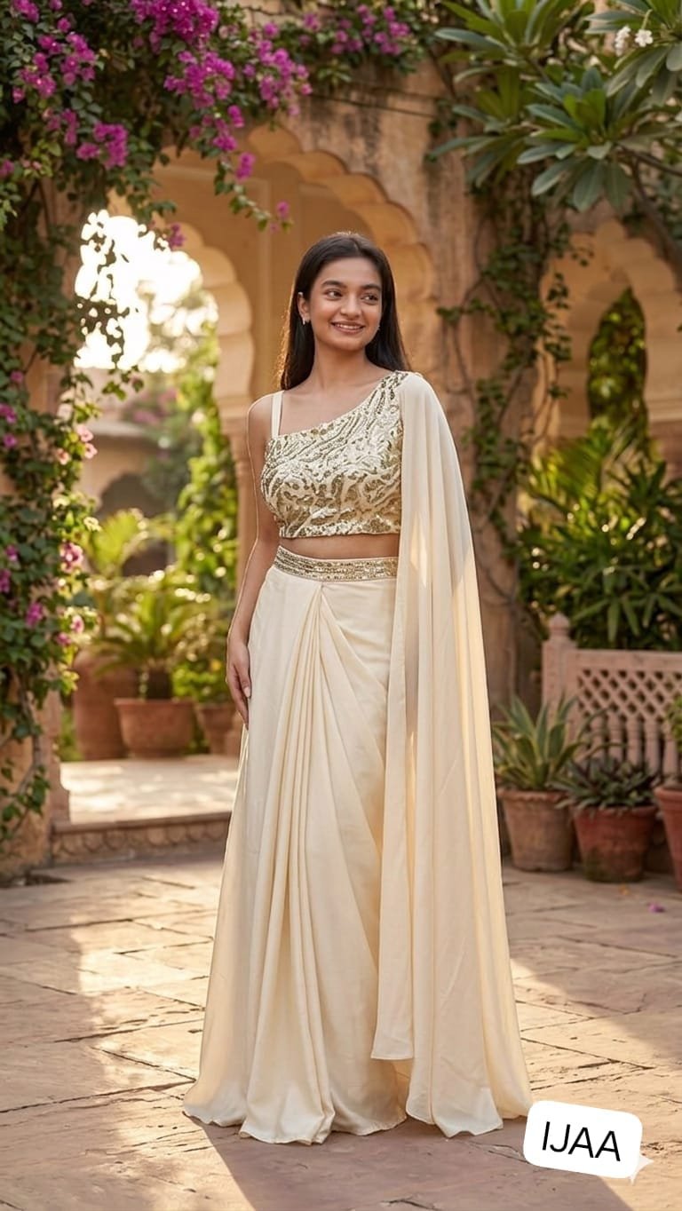 Upgrade your style with this stunning Dhoti Style Saree – perfect for weddings & festive vibes