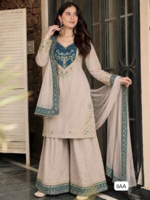 Launching New Fancy Design Pakistani Collection Top - Plazzo And Dupatta Set Fully Stitched Ready To Wear