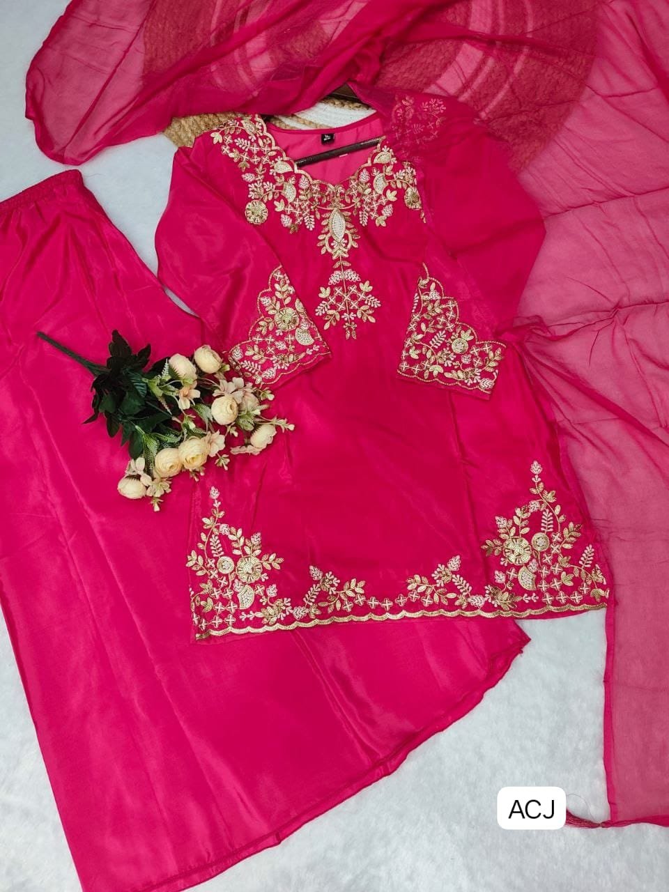 Featuring Lilac New Party wear Top With Palazzo And Dupatta Set which is beautifully nack with decorated with and heavy Embroidery Sequence Work - Image 2