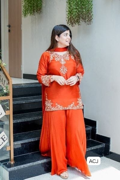 Featuring Lilac New Party wear Top With Palazzo And Dupatta Set which is beautifully nack with decorated with and heavy Embroidery Sequence Work - Image 3