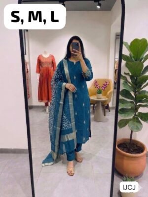 Alternative view of PREMIUM ROMAN SILK Fabric Kurti With Pant With Beautiful Digital PrinT Dupatta