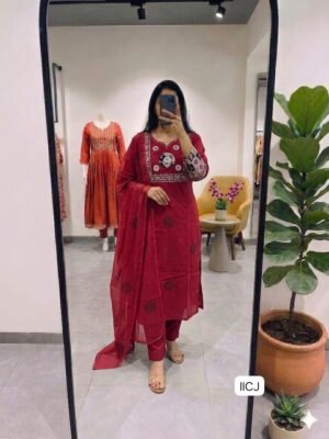 Pure Cotton Kurti With Block Print With Pant With Block Print Duppata    