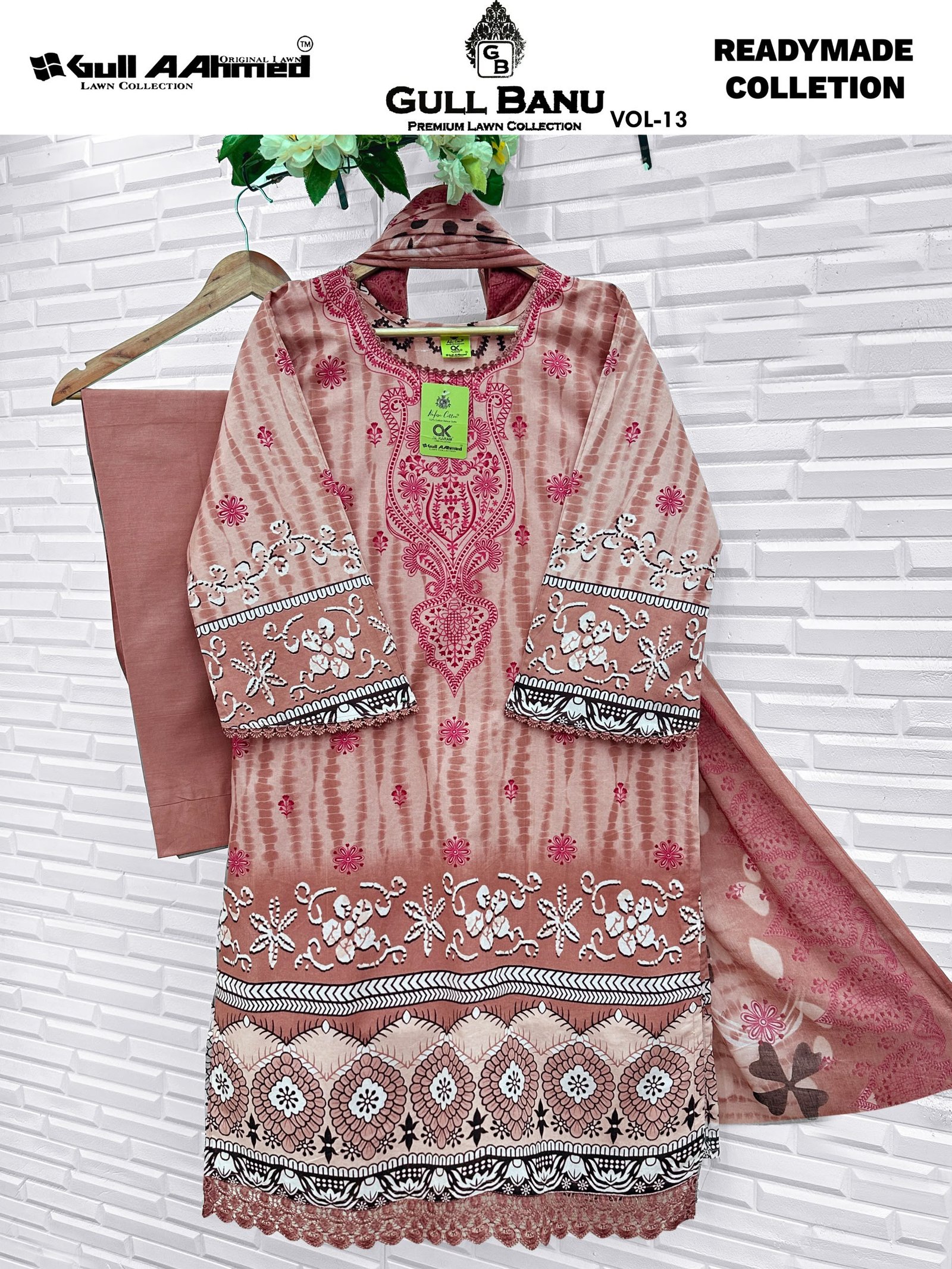 Pure lawn collection with mal mal dupatta - Image 2