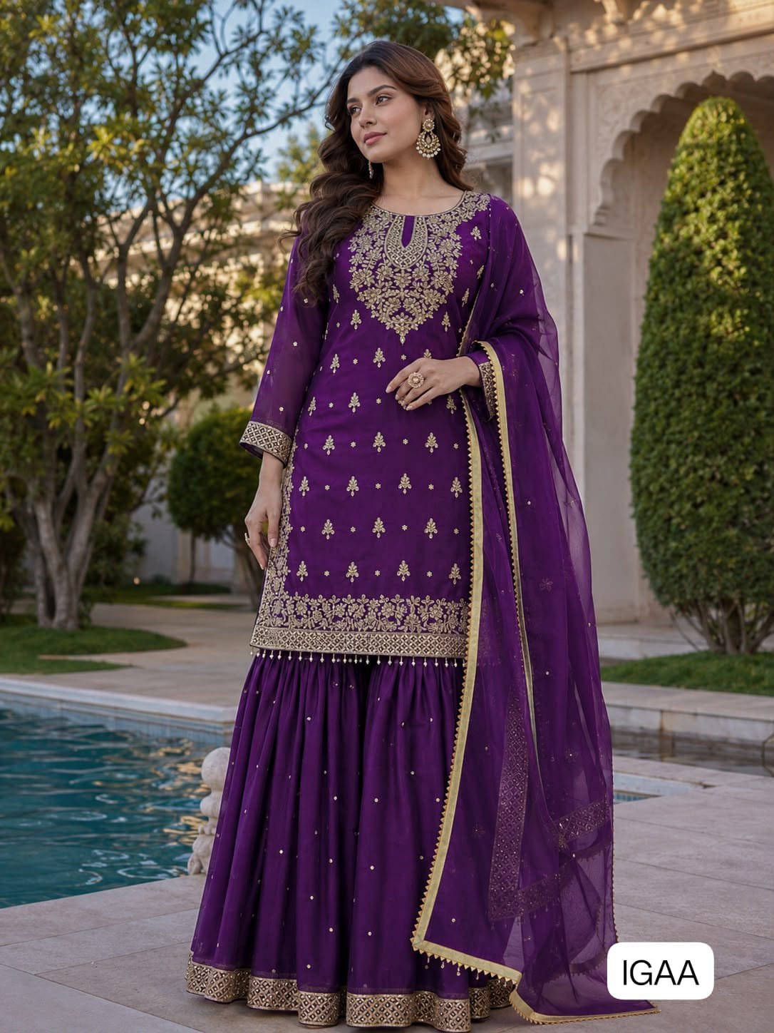 PRESENTING 3 PIECE STYLISH TOP, SHARARA AND DUPATTA WITH BEAUTIFUL EMBROIDERY SEQUENCE WORK