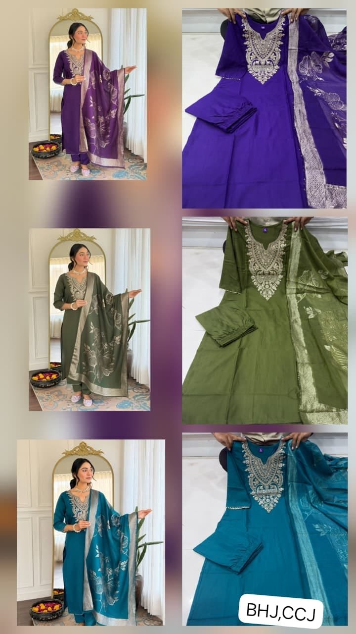 New Lunching 3 Picse Kurti Set Embroidery Sequence work - Image 5
