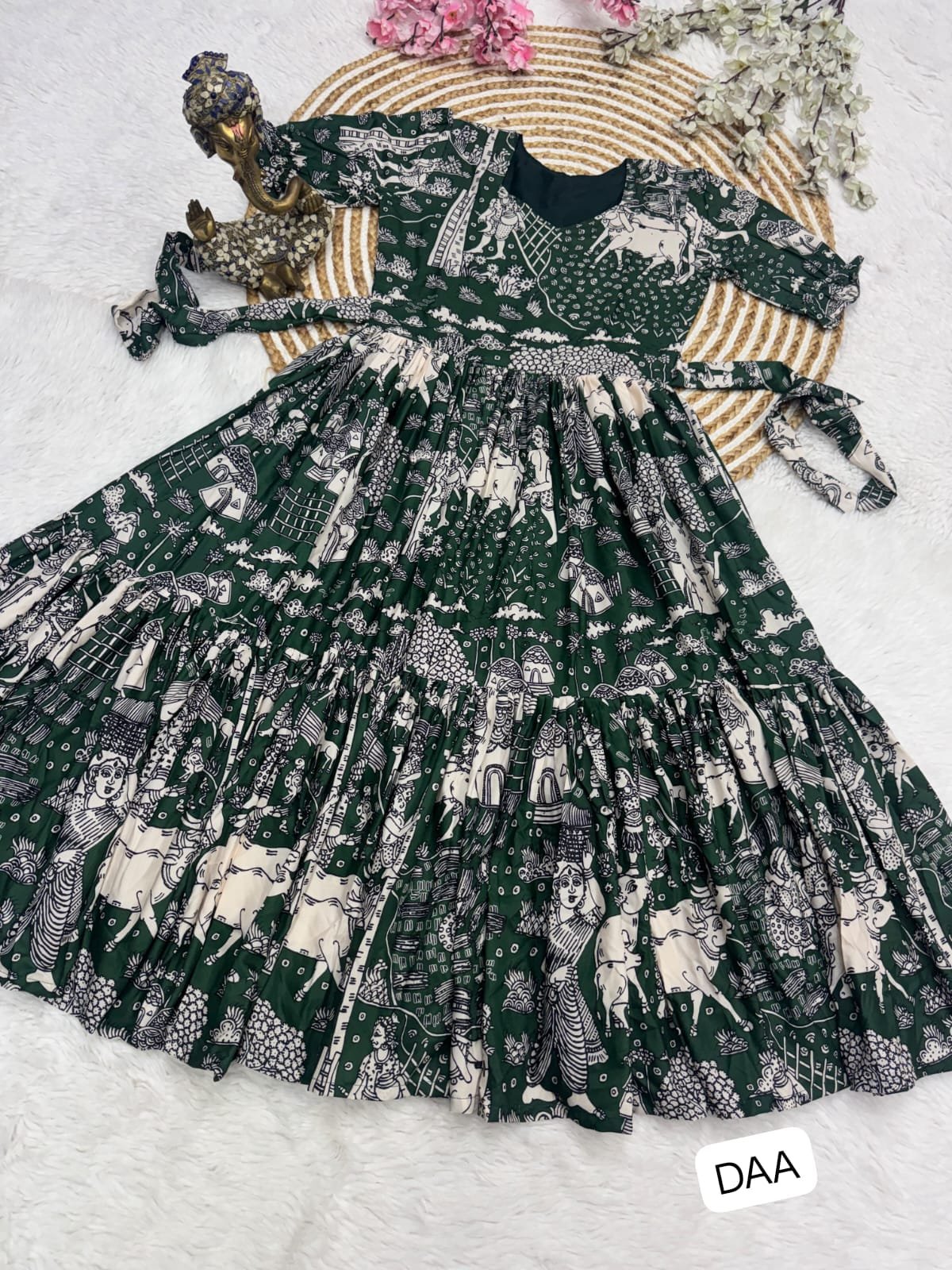 This Dress made from muslin cotton fabric with Print Work and stylish 2 Layer Pattern - Image 4