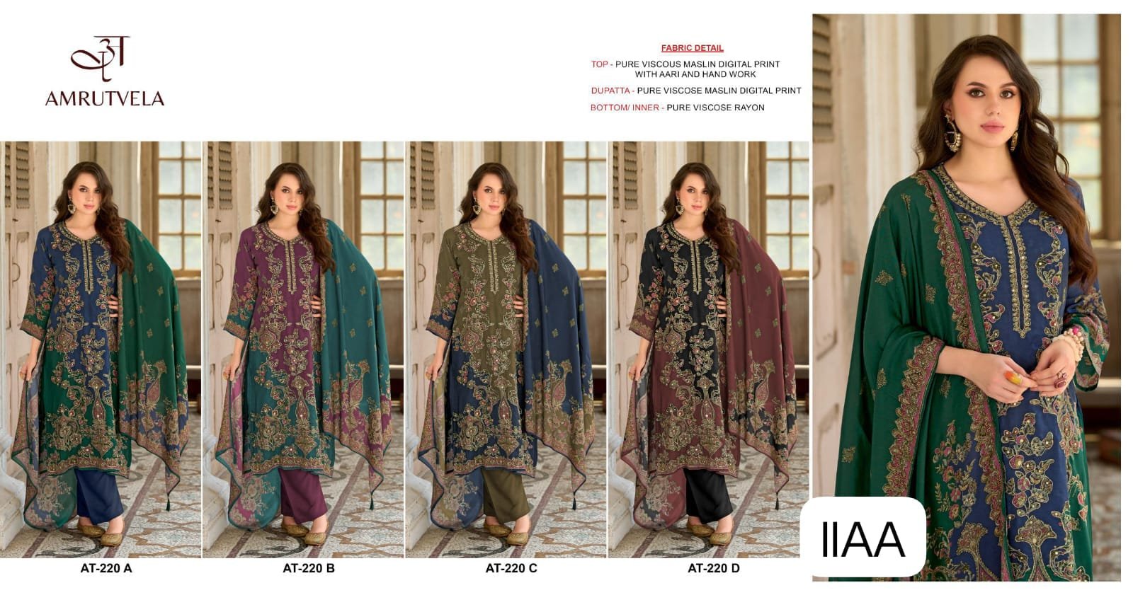 Top Pure viscous Maslin digital print with aari and hand work